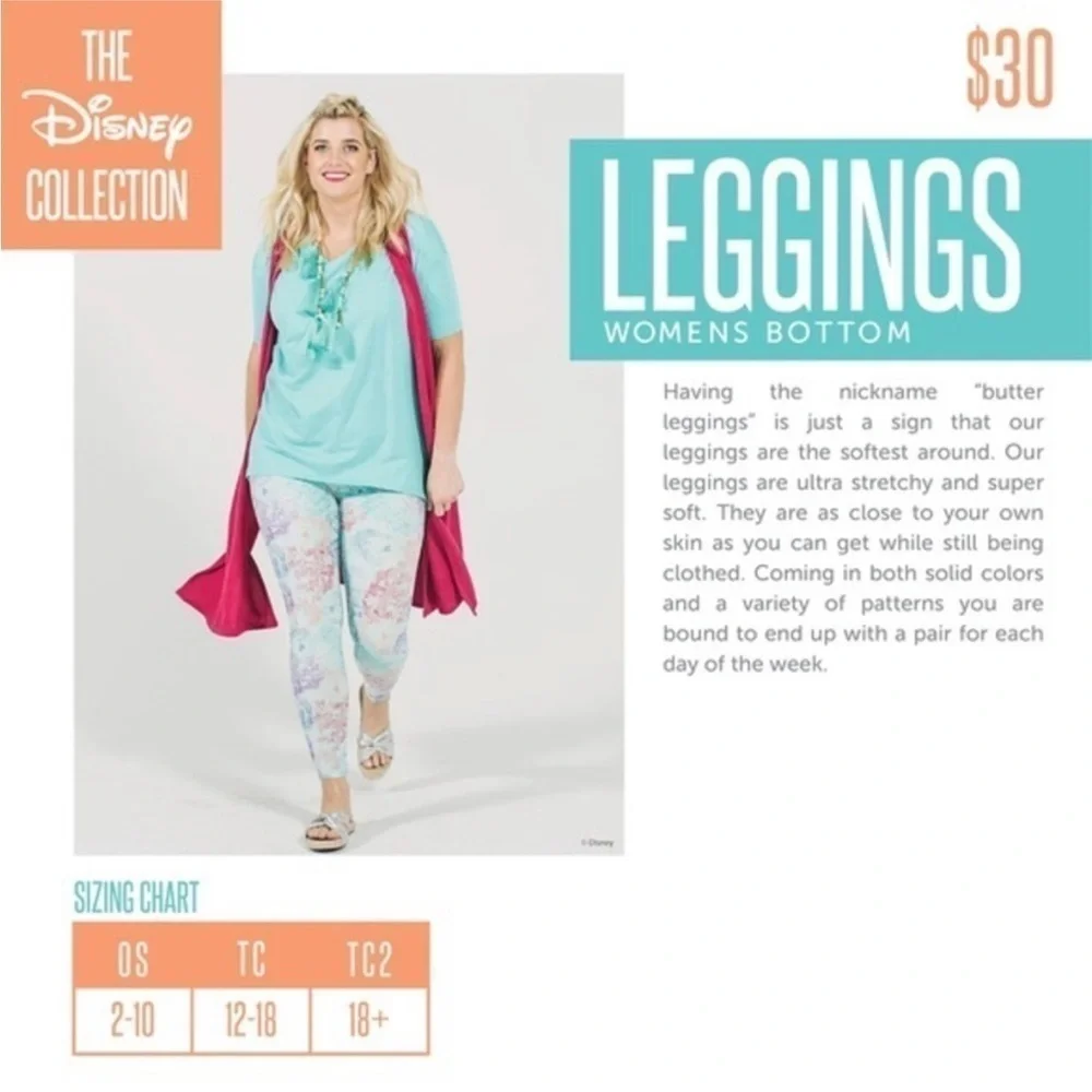 Disney X Lularoe Minnie Mouse Leggings in Teal Green & Fuchsia